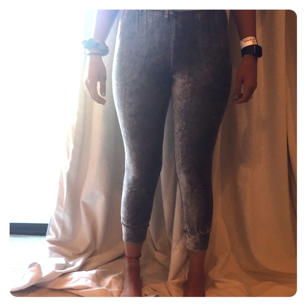 Silver velvet joggers